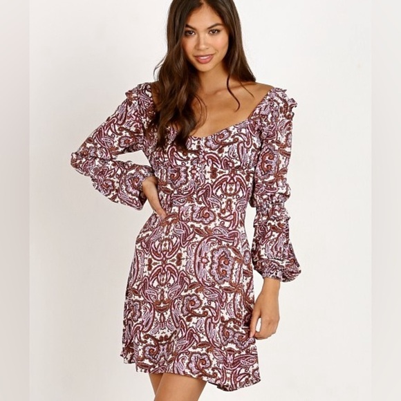 For Love and Lemons Paisley Geaorgi Long Sleeve Mini Dress - Picture 1 of 6